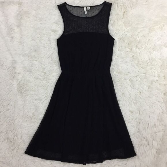 Frenchi Dresses & Skirts - Frenchi Black Mesh Overlay Fit & Flare Dress XS